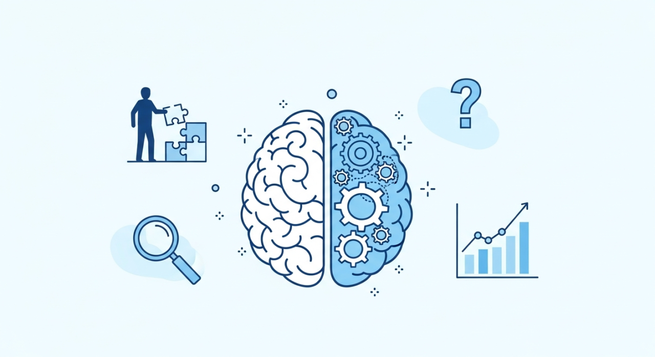 Illustrative image for a blog section about "The Classic IQ Tests That Still Pack a Punch". Clean, m
